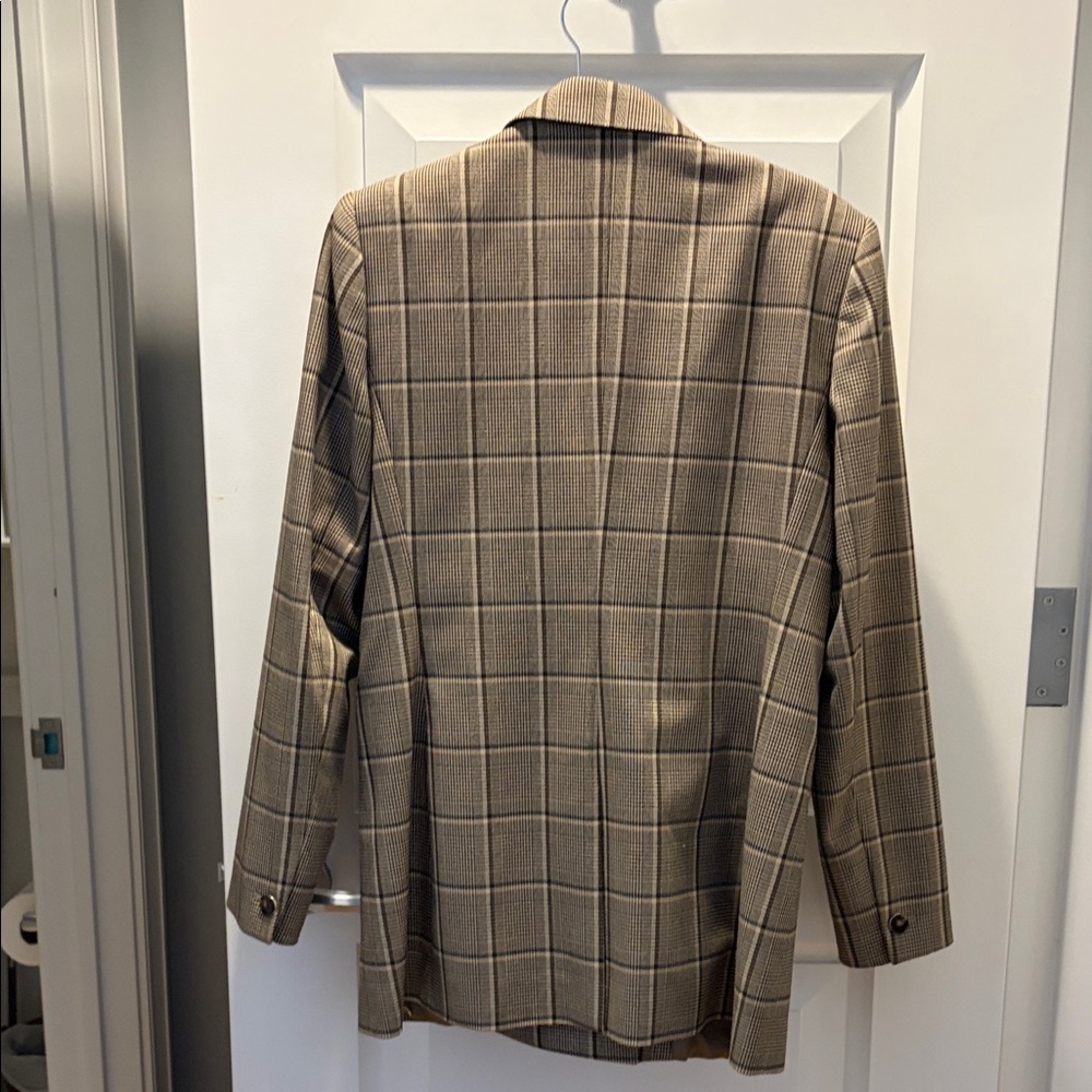Reiss Brown Plaid Double-Breasted Blazer - Picture 6 of 6